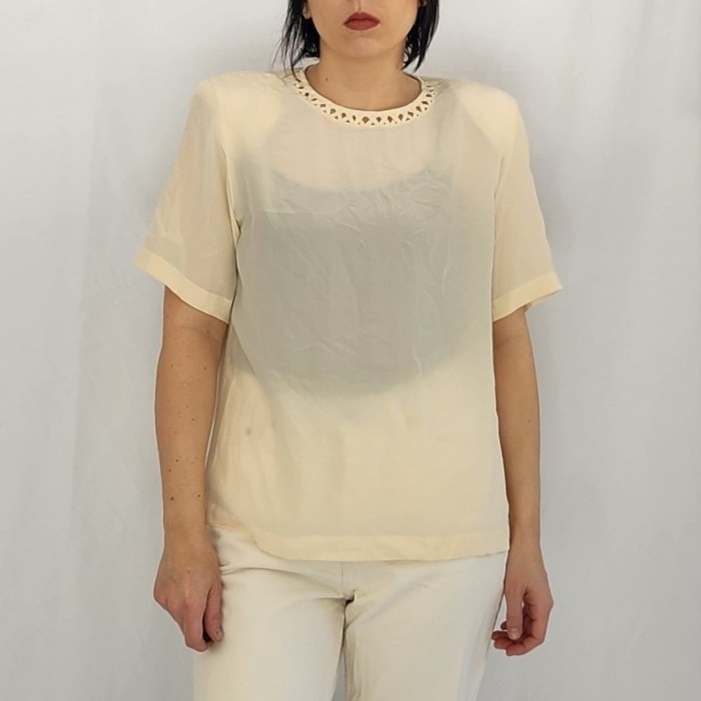 90s Cream Silk Blouse